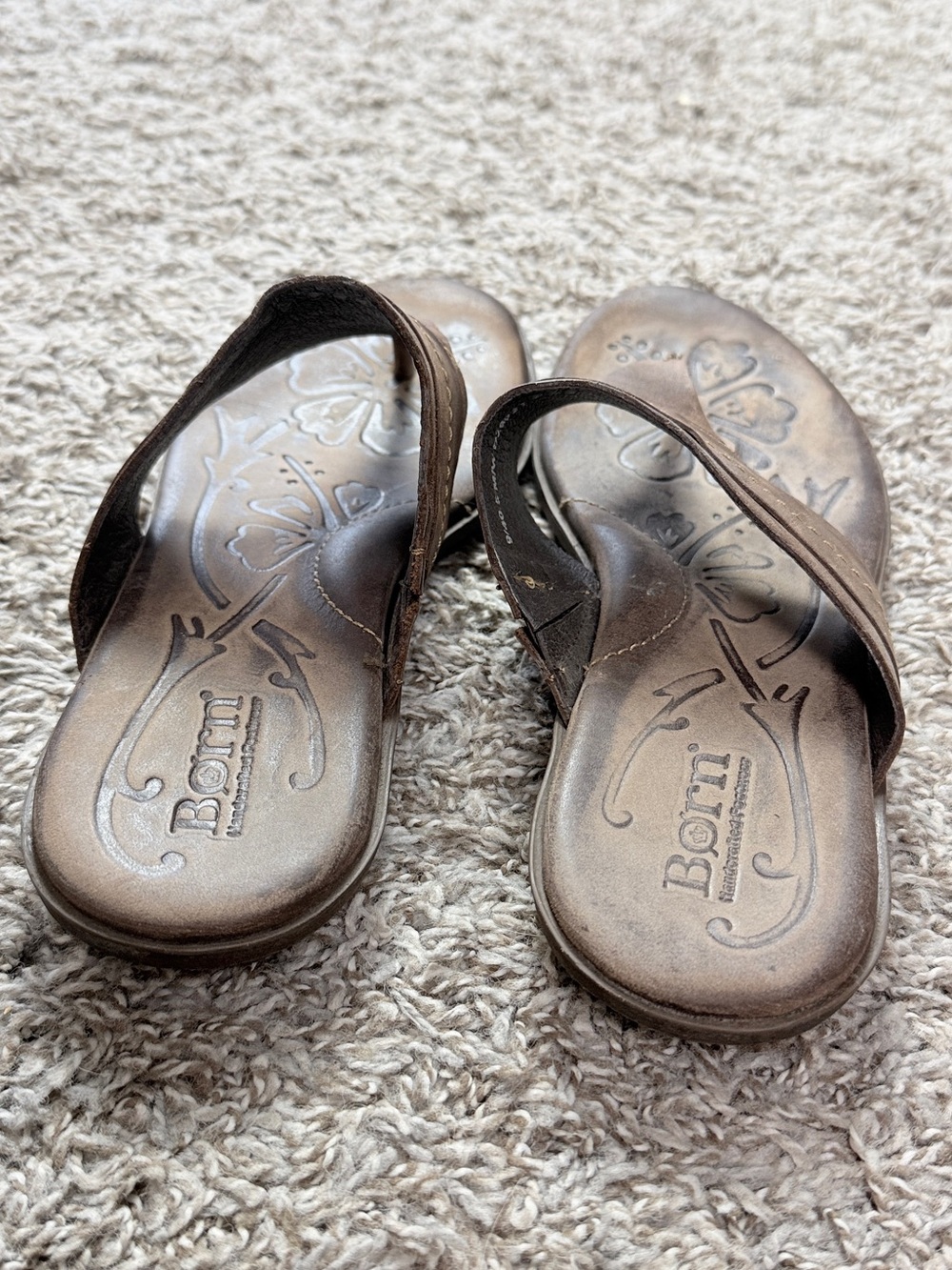 Born Chocolate Brown Leather Flip Flop Sandals - Picture 7 of 7
